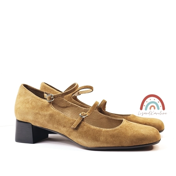 New! Madewell The Nettie Heeled Mary Jane in Glazed Walnut Leather Suede - Picture 3 of 16